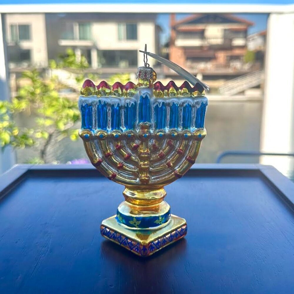 Christopher Radko Miracle of Light Menorah Glass Ornament
